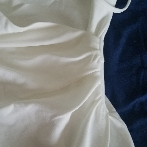 Mini Cinched-Side Crepe Spaghetti Strap Little White Wrap Dress NWT - Picture 11 of 13